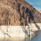 Drought water levels visible on rock formation